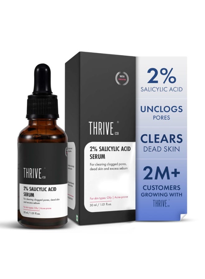 ThriveCo 2% Salicylic Acid Face Serum | Helps Reduce Acne & Blackheads | Controls Oil & Unclogs Pores | Exfoliating Serum for Oily & Acne-Prone Skin | 30 ml - Image 1